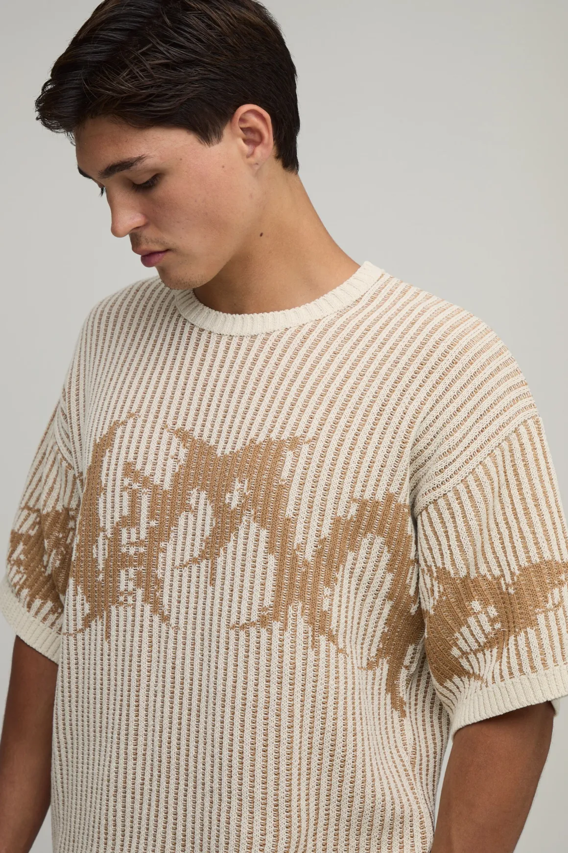 T-shirt En Maille Côtelée Gothique Oversize