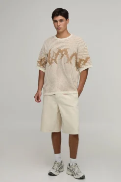 T-shirt En Maille Côtelée Gothique Oversize