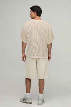 T-shirt En Maille Côtelée Gothique Oversize