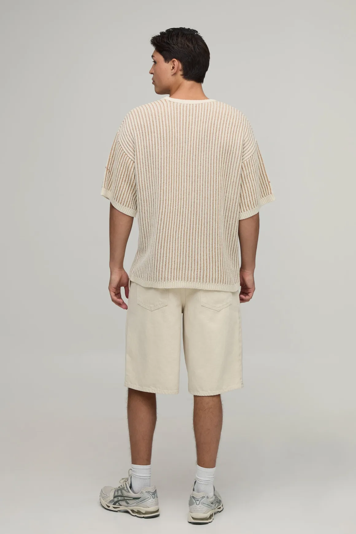 T-shirt En Maille Côtelée Gothique Oversize