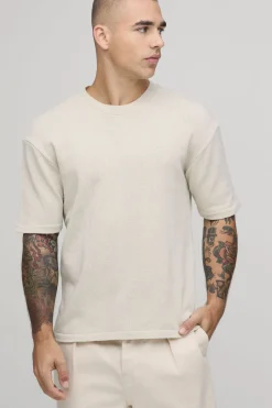T-shirt En Maille De Coton Mélangé Coupe Ample