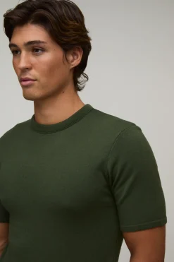 boohooMAN T-shirt En Maille Douce Coupe Ajustée Musclée<Homme T-Shirts|Maille