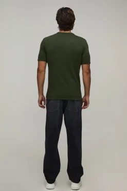 boohooMAN T-shirt En Maille Douce Coupe Ajustée Musclée<Homme T-Shirts|Maille