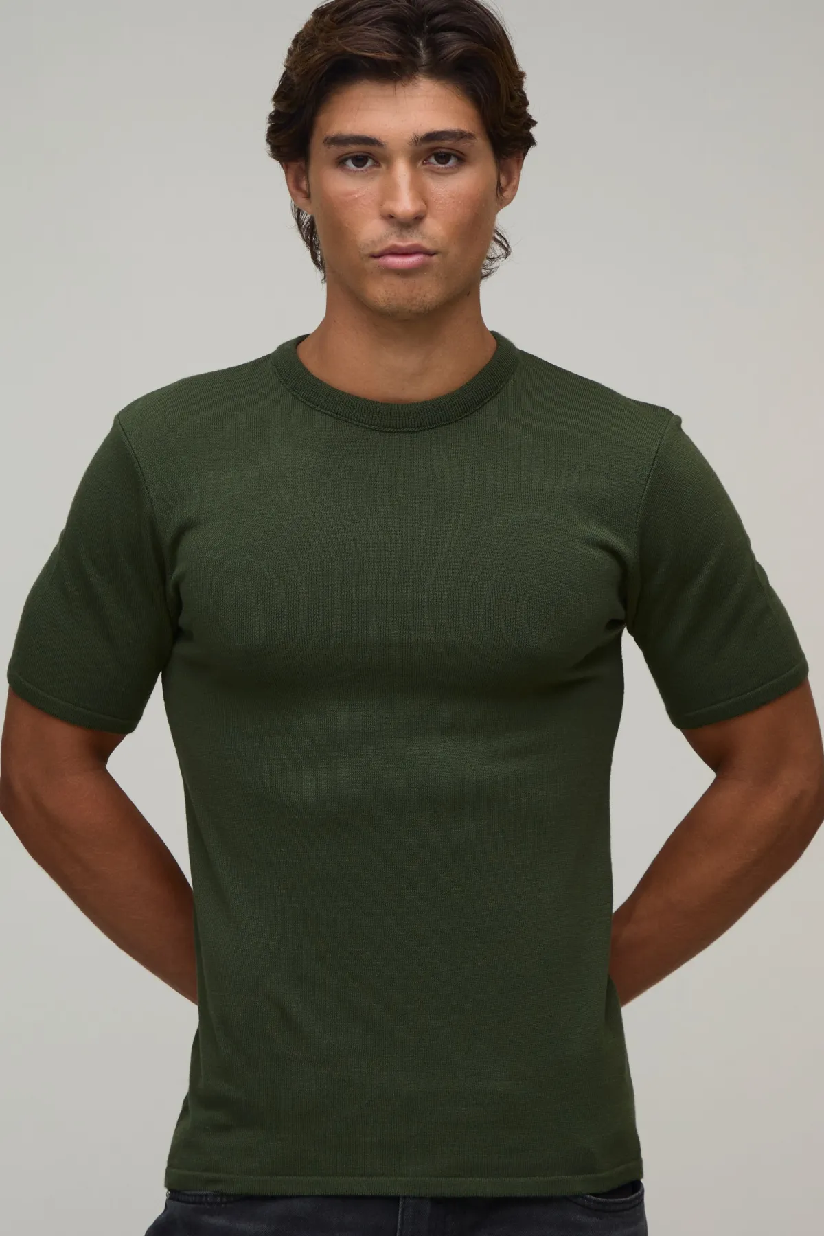 boohooMAN T-shirt En Maille Douce Coupe Ajustée Musclée<Homme T-Shirts|Maille
