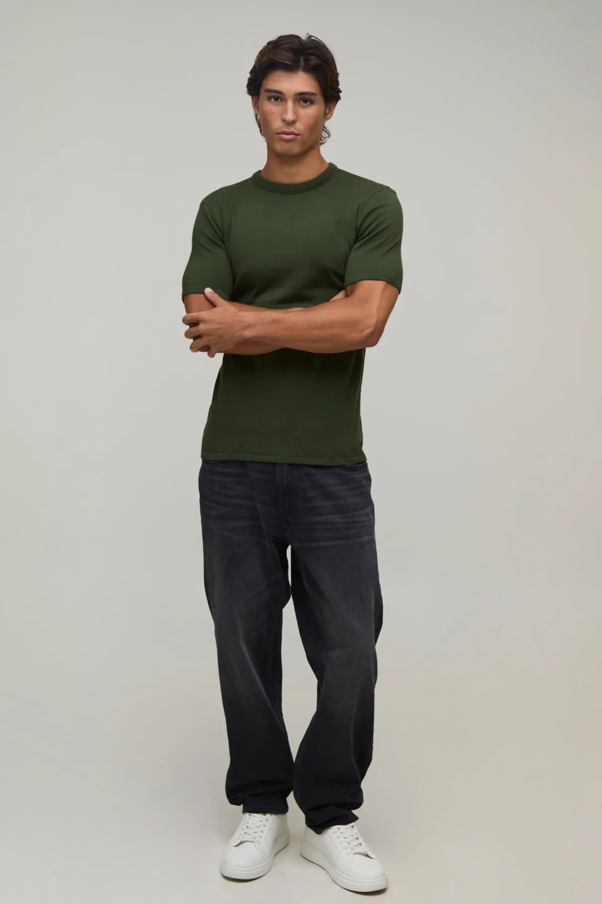boohooMAN T-shirt En Maille Douce Coupe Ajustée Musclée<Homme T-Shirts|Maille