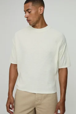 T-shirt En Maille Gaufrée Coupe Ample Décontractée Édition Limitée