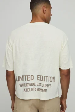 T-shirt En Maille Gaufrée Coupe Ample Décontractée Édition Limitée