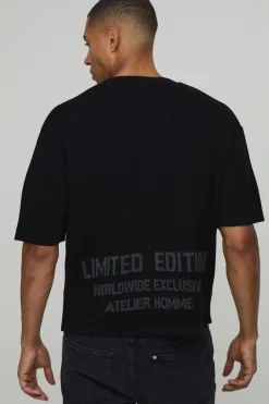 boohooMAN T-shirt En Maille Gaufrée Coupe Ample Décontractée Édition Limitée<Homme T-Shirts|Maille