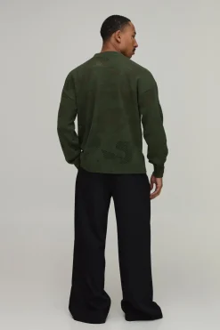 T-shirt En Maille Jacquard Camouflage Coupe Décontractée