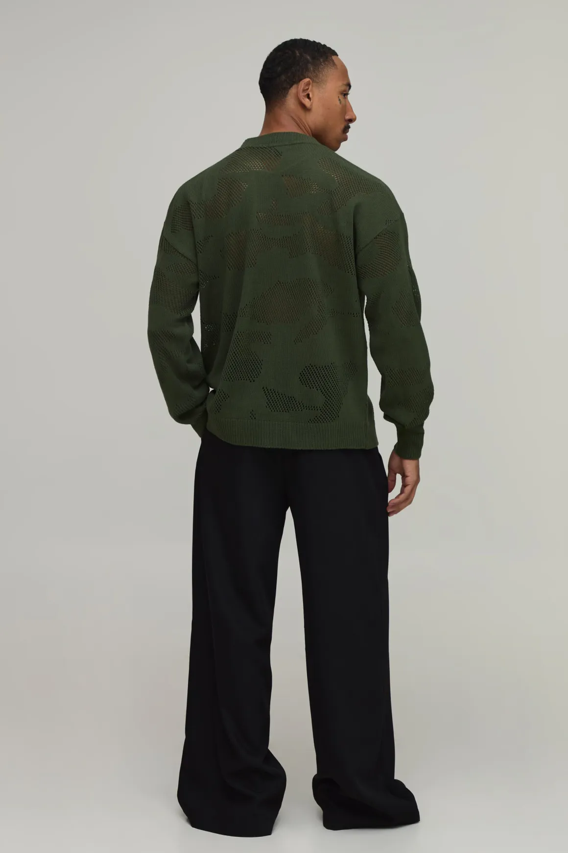 T-shirt En Maille Jacquard Camouflage Coupe Décontractée