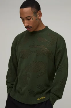 T-shirt En Maille Jacquard Camouflage Coupe Décontractée