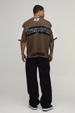 T-Shirt en Maille Jacquard Moto Oversize