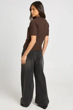T-shirt En Maille À Ourlet Froncé