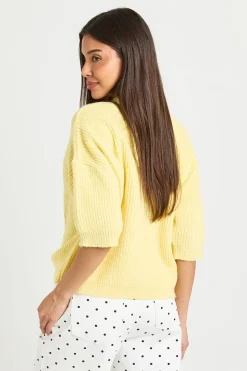 T-shirt En Maille Oversize À Boutonnage Sur Le Devant