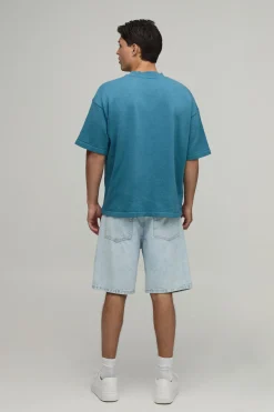 T-shirt En Maille Oversized Mélange De Coton
