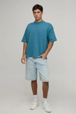 T-shirt En Maille Oversized Mélange De Coton