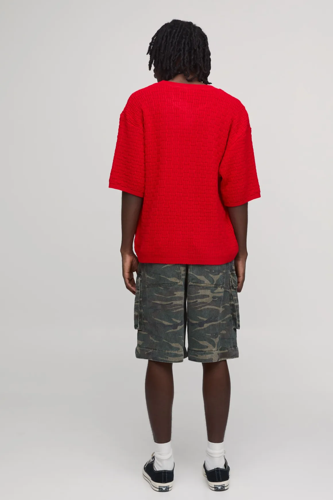 T-shirt En Maille À Points Géométriques Coupe Boxy
