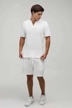 T-shirt En Maille À Rayures Coupe Regular En Mélange De Coton