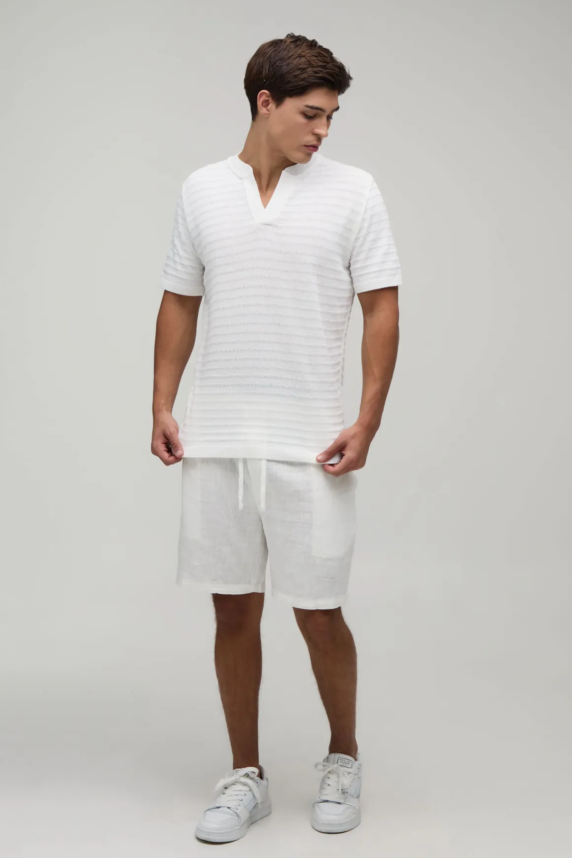T-shirt En Maille À Rayures Coupe Regular En Mélange De Coton