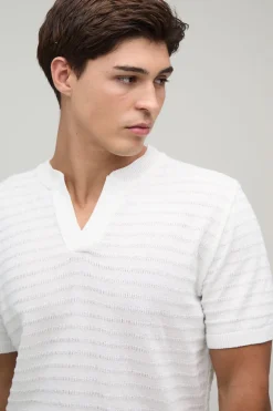 T-shirt En Maille À Rayures Coupe Regular En Mélange De Coton
