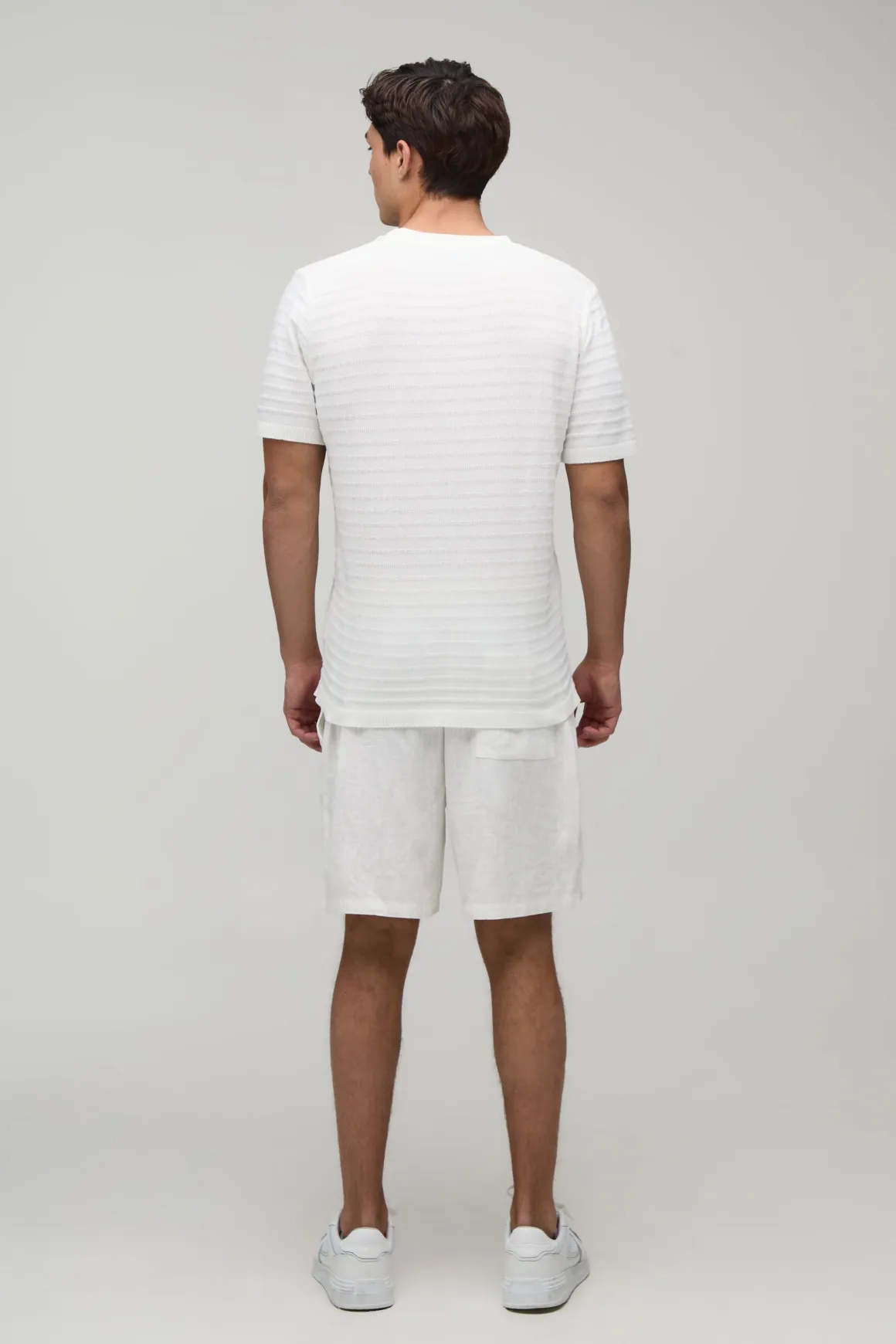 T-shirt En Maille À Rayures Coupe Regular En Mélange De Coton