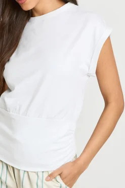 T-shirt En Slub À Taille Froncée