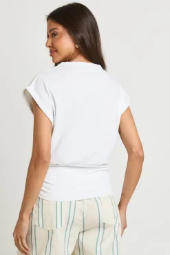 T-shirt En Slub À Taille Froncée