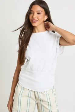 T-shirt En Slub À Taille Froncée