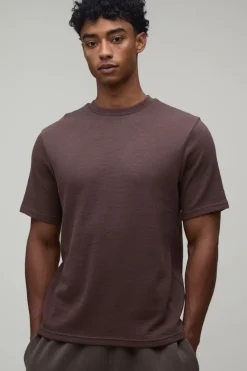 boohooMAN T-shirt Essentiel Coupe Regular En Jersey Gaufré<Homme Tout Afficher|T-Shirts Grande Taille
