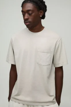 T-shirt Essentiel Délavé Coupe Regular Avec Poche Poitrine