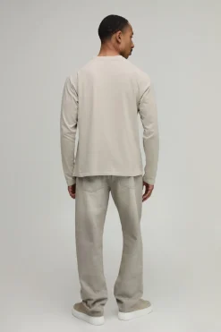 boohooMAN T-shirt Essentiel Délavé Coupe Regular Manches Raglan Longues Avec Poche Poitrine<Homme Nouveautés Grande Taille|Tout Afficher