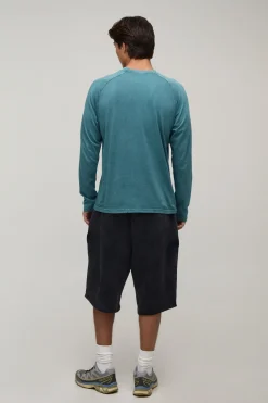 boohooMAN T-shirt Essentiel Délavé Coupe Régulière Manches Longues Raglan Avec Poche Frontale<Homme T-Shirts|Essentiels