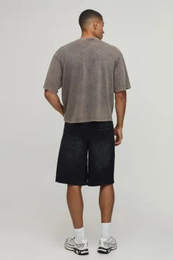 T-shirt Essentiel Délavé Oversize Coupe Boxy Avec Poche Poitrine