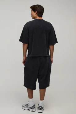 T-shirt Essentiel Délavé Oversize Coupe Boxy Avec Poche Poitrine