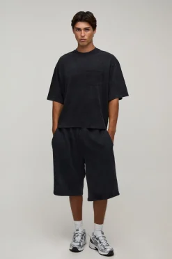 T-shirt Essentiel Délavé Oversize Coupe Boxy Avec Poche Poitrine