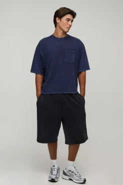 T-shirt Essentiel Délavé Oversize Coupe Boxy Avec Poche Poitrine