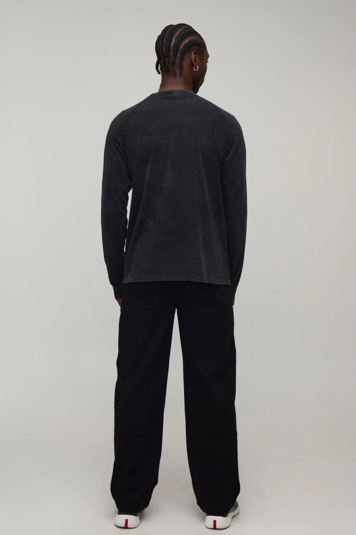 T-shirt Essentiel Grande Taille Coupe Regular Délavé Manches Longues Raglan Avec Poche Poitrine
