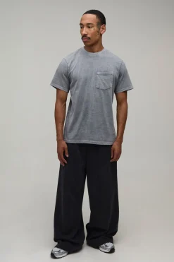 T-shirt Essentiel Lavé Coupe Regular Avec Poche Poitrine