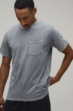 T-shirt Essentiel Lavé Coupe Regular Avec Poche Poitrine