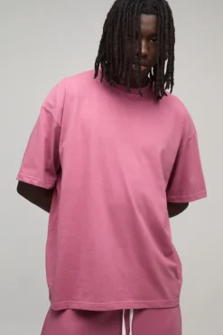 boohooMAN T-shirt Essentiel Lavé Oversize En Coton Épais<Homme Nouveautés Grande Taille|Tout Afficher