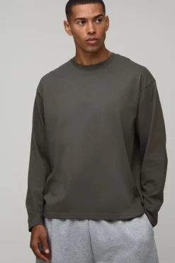 boohooMAN T-shirt Essentiel À Manches Longues Coupe Ample<Homme T-Shirts|Essentiels