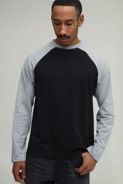 boohooMAN T-shirt Essentiel À Manches Longues Raglan Coupe Regular<Homme T-Shirts|Essentiels