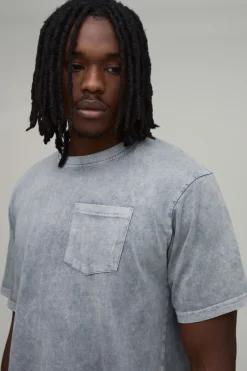T-shirt Essentiel Tall À Coupe Regular Avec Poche Poitrine Effet Lavé