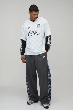 boohooMAN T-shirt Faux En Maille À Damier Avec Strass Style Varsity Grunge Oversize<Homme Tout Afficher|T-Shirts