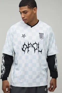 boohooMAN T-shirt Faux En Maille À Damier Avec Strass Style Varsity Grunge Oversize<Homme Tout Afficher|T-Shirts