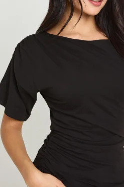 T-Shirt Froncé avec Taille Cintrée