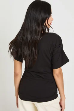 T-Shirt Froncé avec Taille Cintrée