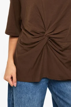 T-shirt à fronces et torsade sur le devant