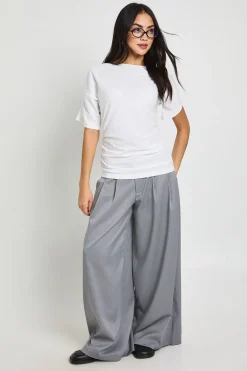 T-Shirt Froncé à Taille Cintrée