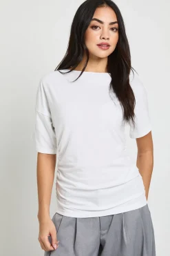 T-Shirt Froncé à Taille Cintrée